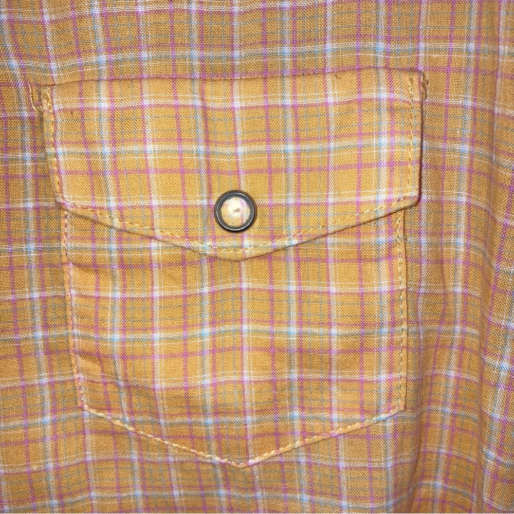 Orange with pink and aqua Wrangler Blues, Cotton, snaps, shirt Women’s XXL - Picture 4 of 7